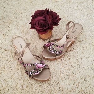 Rhinestone Embellished Wedge Heels